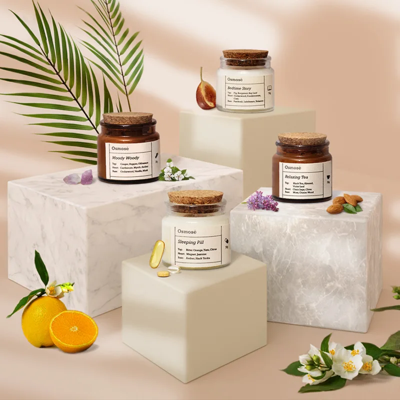3.4oz Candle Jars with Wooden Lid Wholesale Amber Clear Empty Candle Glass DIY Candle Container Glass Pot with Lid 2