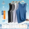 Men's Ice Silk Seamless Vest Thin Sleeveless Top Fitness Sports Crossbar Base Layer Sweat Shirt Viscose Material