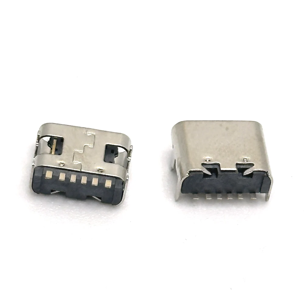 1/20pcs 6 핀 SMT 소켓 커넥터 마이크로 USB 유형 C 3.1 암 배치 SMD DIP PCB 디자인 DIY 고전류 충전