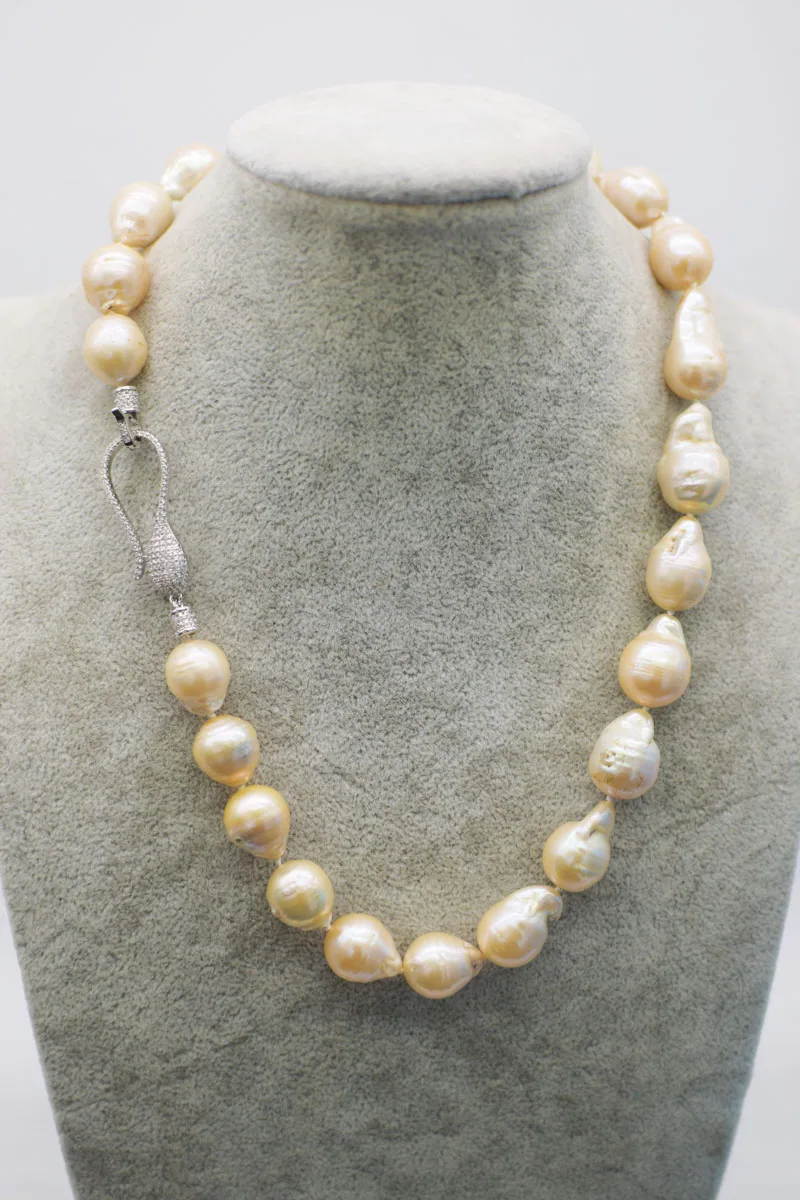 

freshwater pearl pink drop baroque reborn keshi 15-20mm 18inch necklace ture wholesale beads