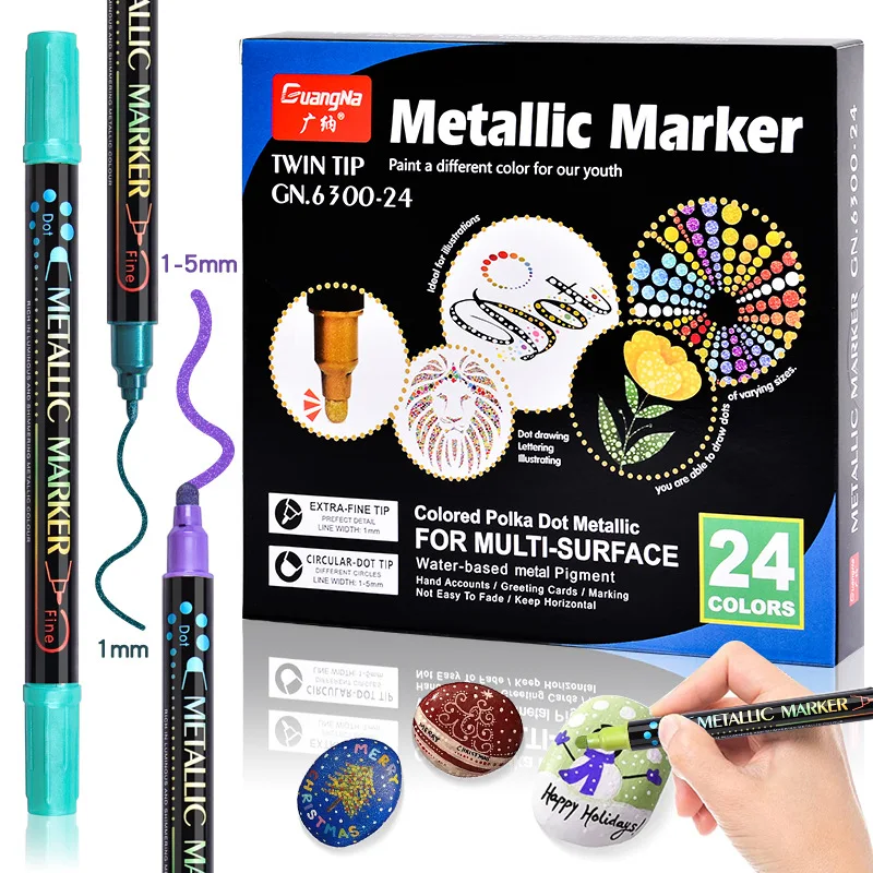 

36 Colors Dual Tip Oil-Based Acrylic Paint Markers Permanent Ink & Waterproof Works on Rock painting Wood, Glass, Metal, Ceramic