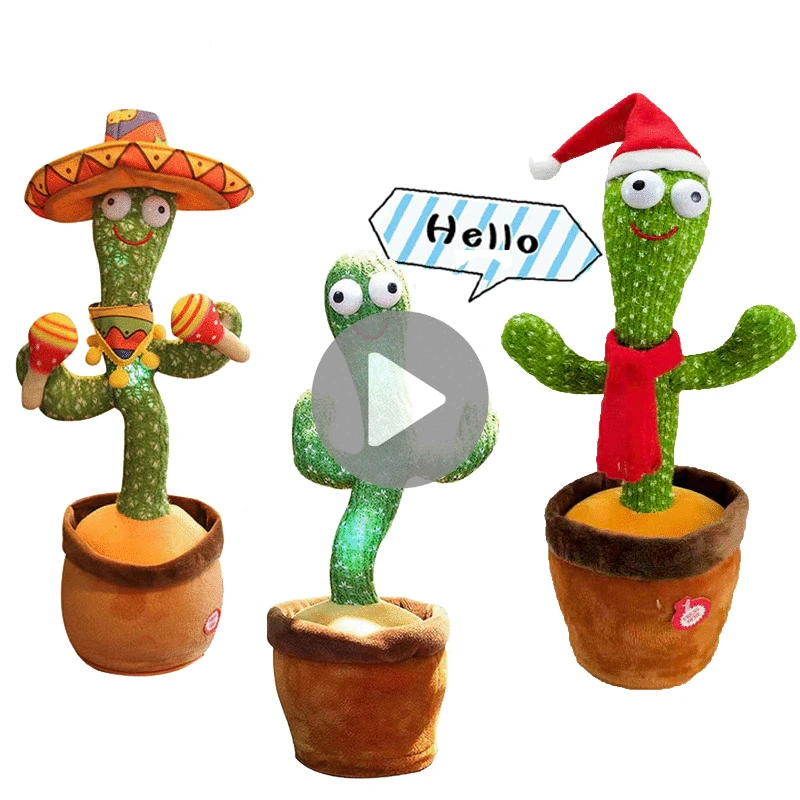 Dancing Cactus Electron Plush Toy Soft Plush Doll Babies Cactus That Can Sing And Dance Voice Interactive Bled Stark Toy For Kid
