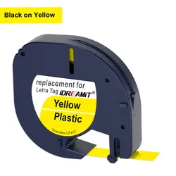 Multi-Color Plastic Label Tape Ribbon (Black on Yellow)