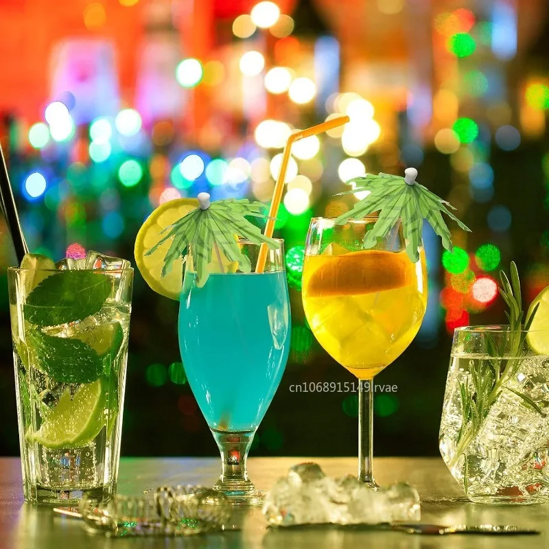 50/20pcs Coconut Leaves Drink Umbrellas Cocktail Picks for Summer Hawaiian Cupcake Topper Umbrella Sticks Tropical Wedding Party