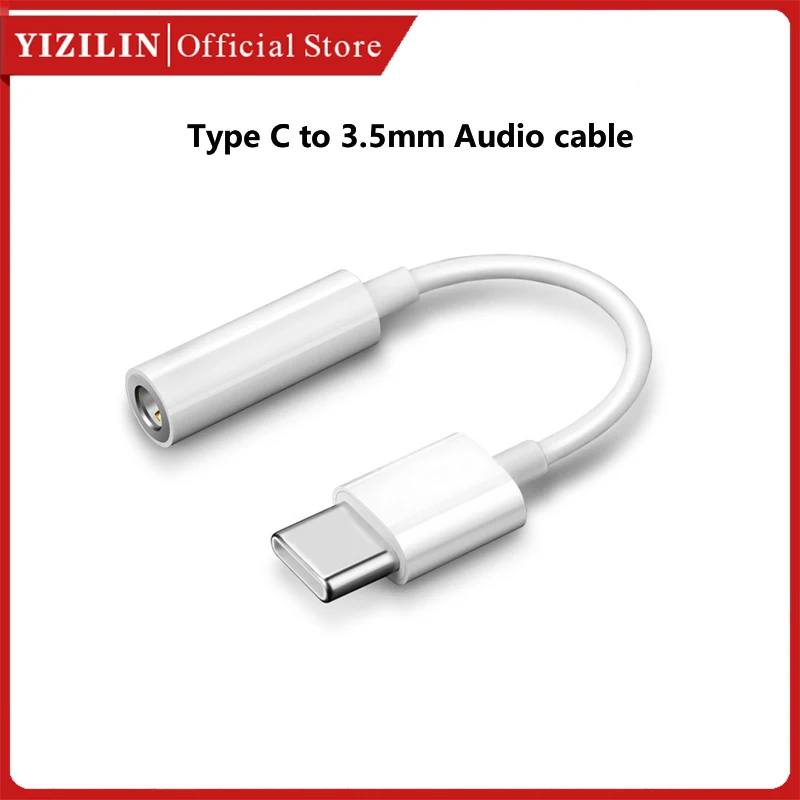 

YIZILIN Audio Adapter Cable Type C To 3.5mm Jack Earphone Cable Headphone Adapter USB C Audio Mic for HUAWEI P40 P30 Pro Honor