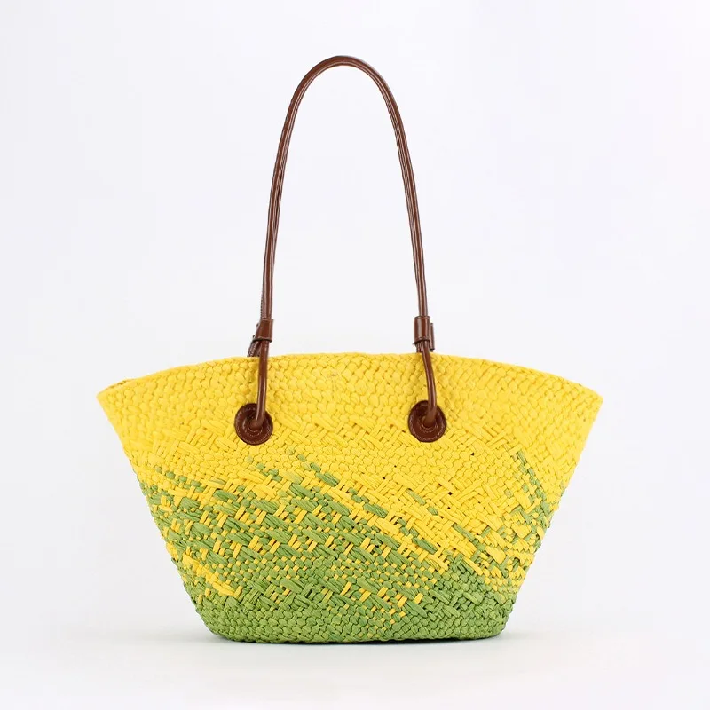 thumbnail image 1 of Bolsos de mano para mujer, bolsos de hombro de mimbre de diseñador de lujo, bolso de mano abierto de gran capacidad, bolso de playa con asa superior, bolsos y carteras, 1 of 5