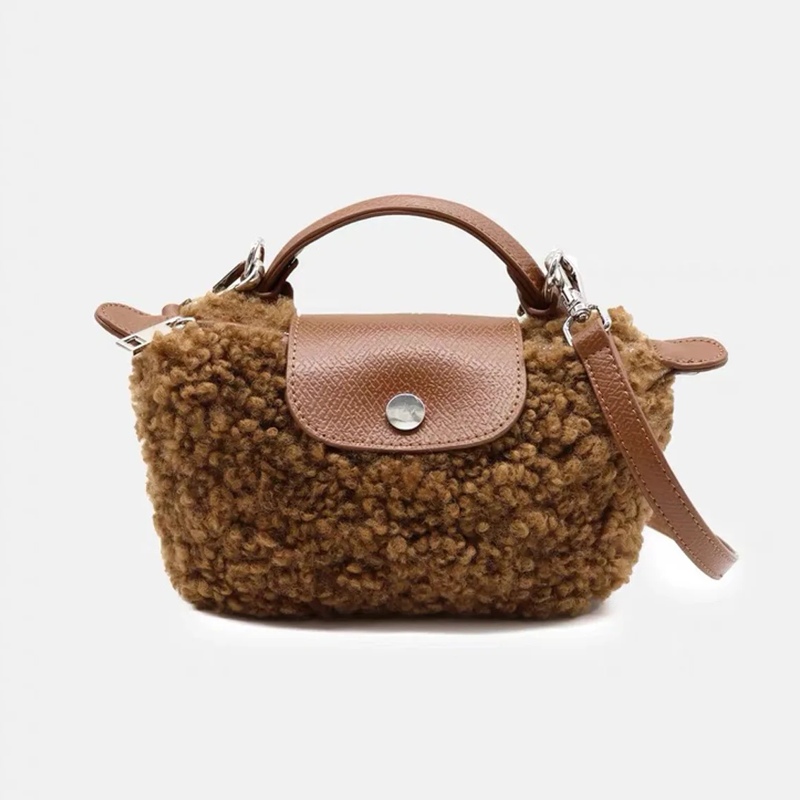 

Fluffy Cute Crossbody Bags For Women High Grade Quality Genuine Lamb Fur Mini Handbag New Winter Fashion Designer Shoulder Bag