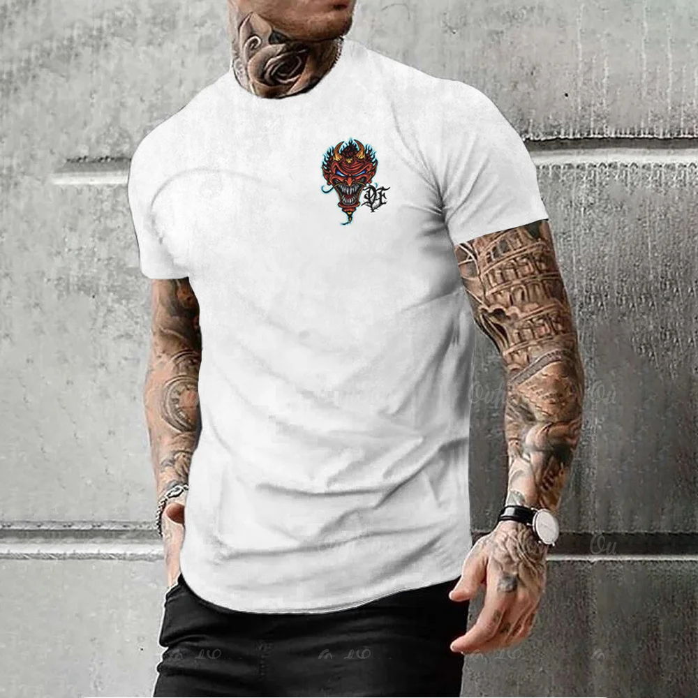 

Men T-Shirt Solid Simple Top Samurai Head Printing Fashion Sports Slim Fit T-Shirt Casual Loose Breathable Oversize Men Clothing