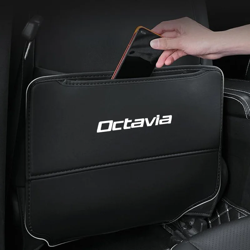 Car Seat Anti Kick Pads For Skoda Octavia Leather Car Anti-dirty Pad Seat Back Protective Mats for Children Auto Accessories