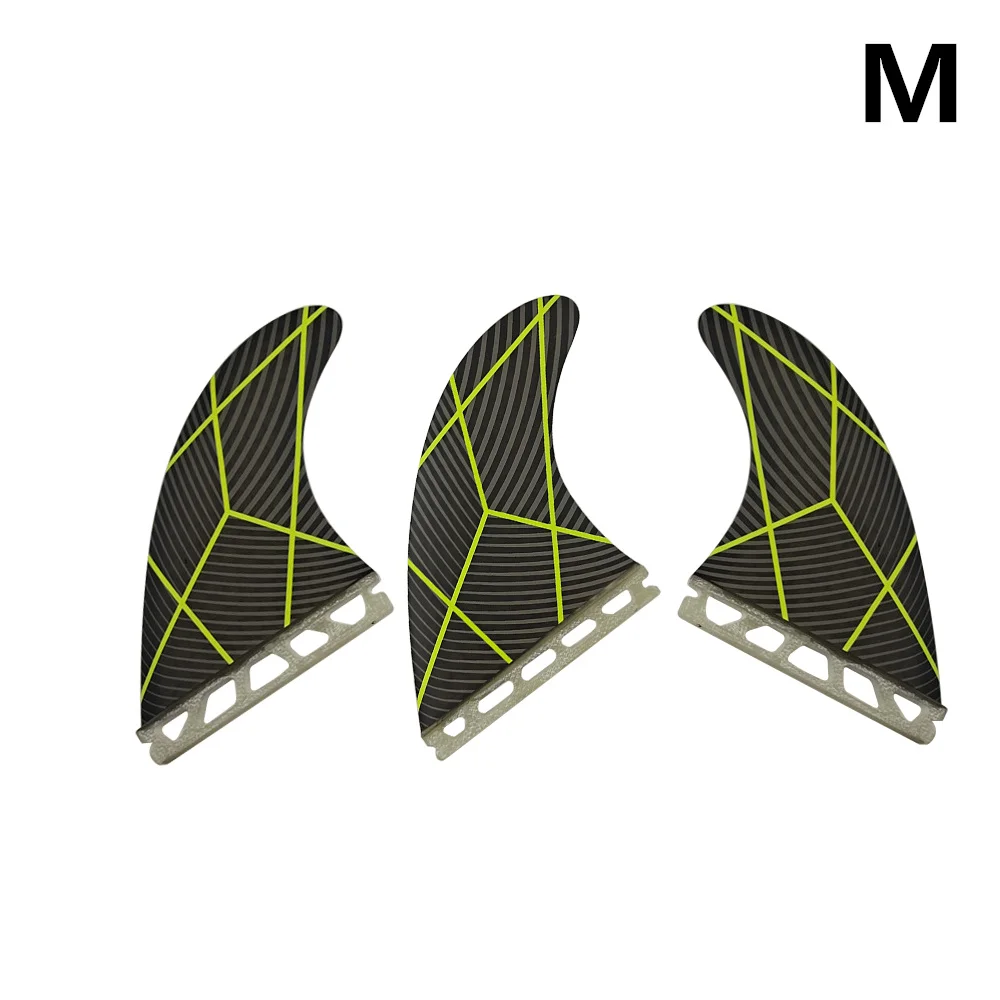 upsurf fcs fin surfboard fins new arrival double tabs fin am2 blue color surf boards fins 3 pcs set surf board accessories YEPSURF New Arrival Single Tabs Fin M Surf Boards Fins thruster fins Black Yellow Line Color Surf accessories