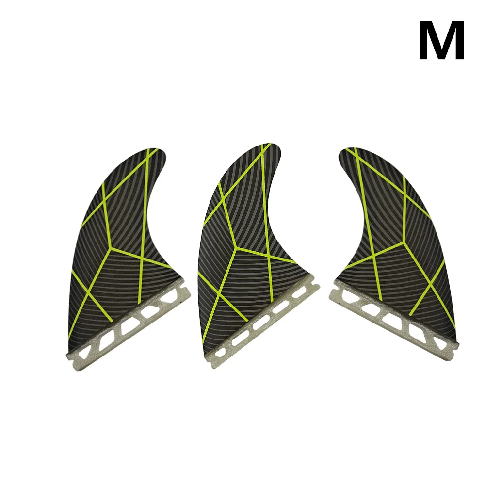 

YEPSURF New Arrival Single Tabs Fin M Surf Boards Fins thruster fins Black Yellow Line Color Surf accessories