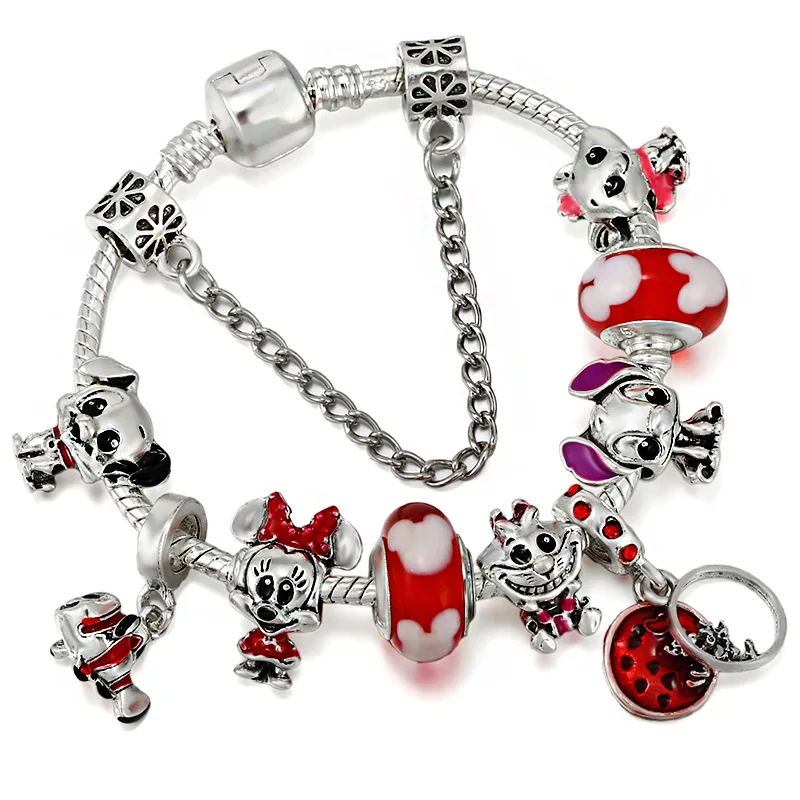 thumbnail image 1 of Pulsera con dijes de oso de Winnie the Pooh para mujer, brazalete con colgante de Piglet Eeyore para niña, cuentas de Anime de Disney para fabricación de joyas, 1 of 5