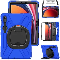 Heavy Duty Armor Shockproof Stand Cover for S9 Ultra 14.6 inch (Blue Black)