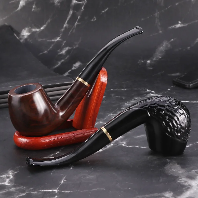 

Classic curved ebony circled pipe, ebony 9mm filtered handmade pipe