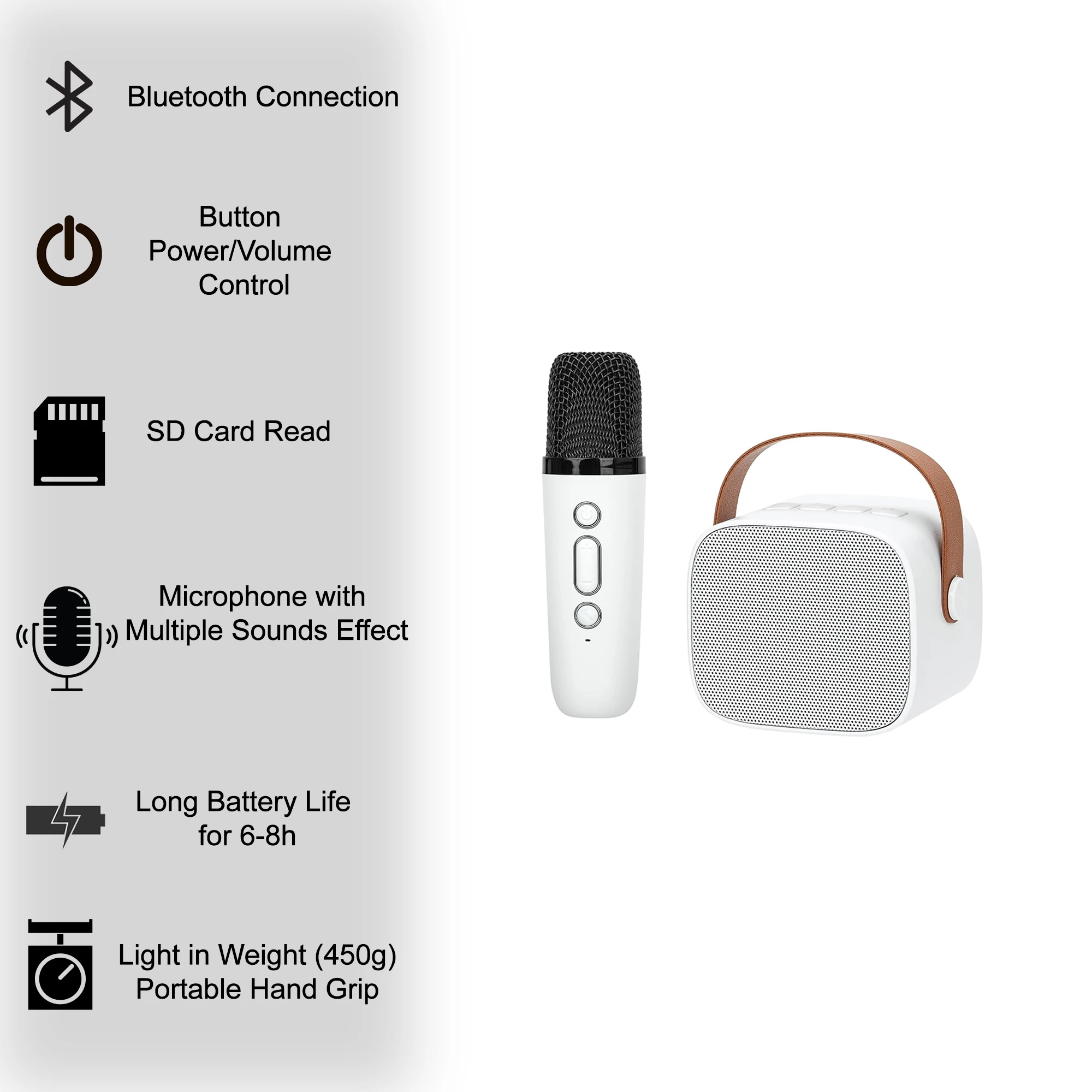 Bluetooth Speaker Bluetooth Wireless Portable Speaker Multi-function Karaoke Microphone Music MP3 Player Karaoke Machine For Kids Adults Home