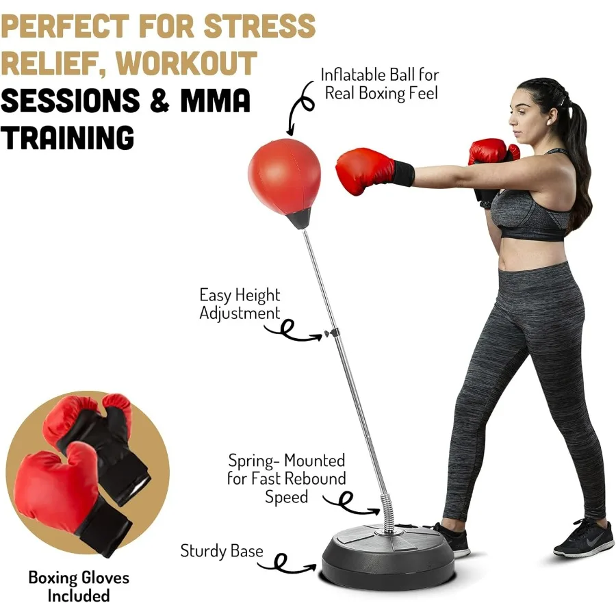 TechTools Punching Bag with Stand, Boxing Bag for Teens & Adults - Height Adjustable - Speed Bag for Training, Boxing Equipment,