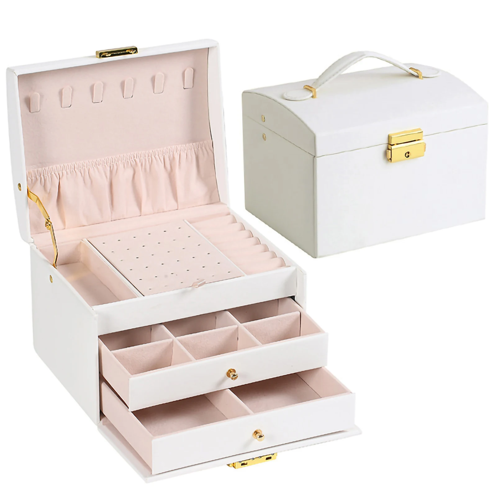 

Jewelry Storage Box Leather Jewelry Display Storage Boxes Three Layer Drawer Jewelry Organizer for Necklace Earrings Bracelets