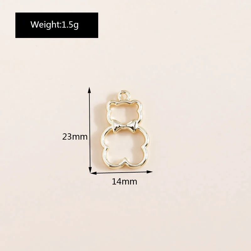 Leslie 8 Stück vergoldete Kristallperle, Mond, Stern, Bär, Schleife, Charm-Anhänger für DIY-Schmuckherstellung, handgefertigte Ohrring-Halskette – Detail 28