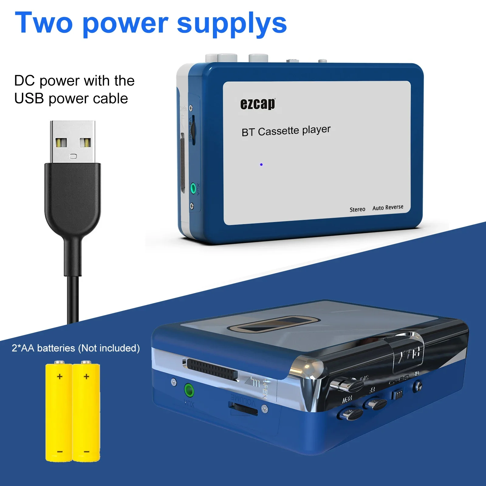 Portable Bluetooth Cassette Player Tape Player Bluetooth Output to Headphone/Speaker Walkman Portable Cassette Tape Cassette Player