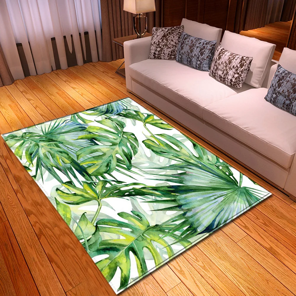 Tropical Plant Carpet for Living Room Flowers Leaves Pattern Bedroom Entrance Doormat Soft Anti-slip Large Area Rug Home Decor 2