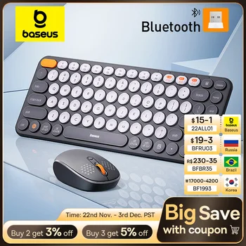 Baseus Mouse Bluetooth Wireless Computer Keyboard and Mouse Combo with 2.4GHz USB Nano Receiver for PC MacBook Tablet Laptop 1