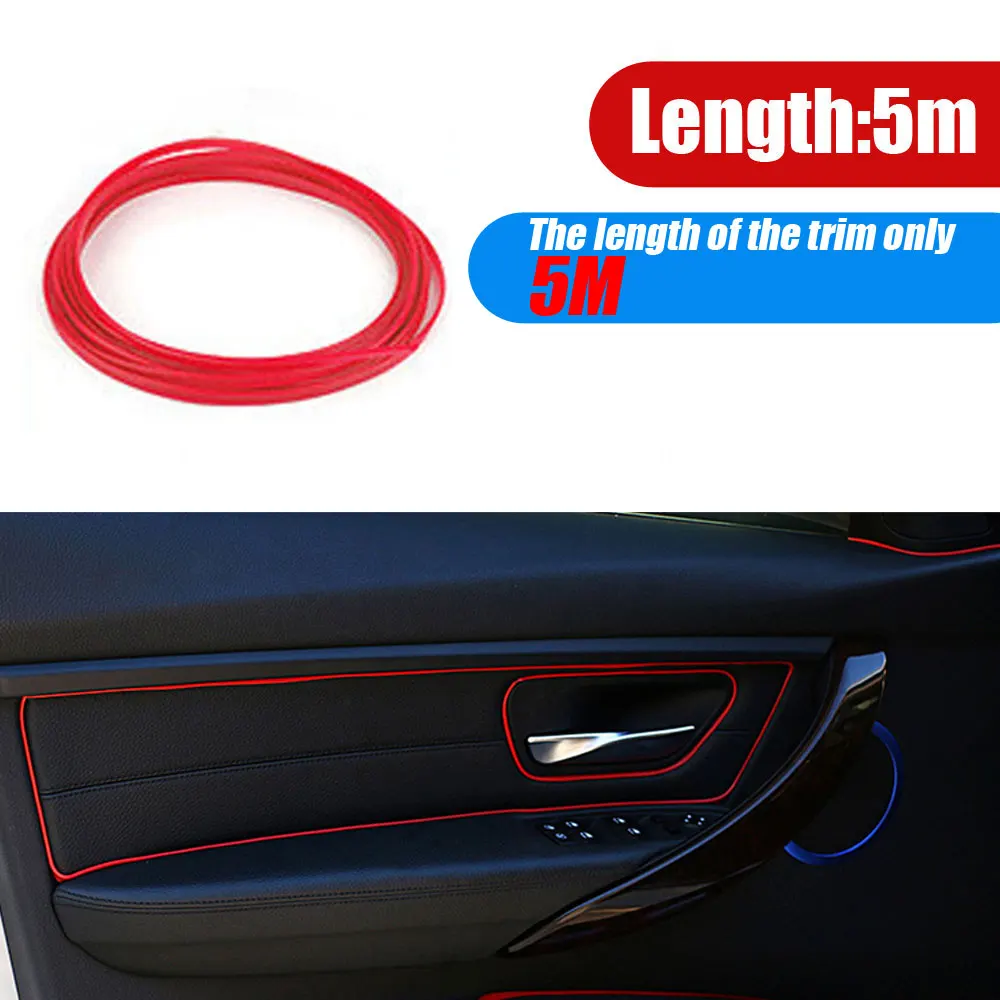 

1Pc 5m Universal Car Interior Red Edge Gap Line Garnish 5M Point Molding Accessories Car Instrument Panel Decorative Strips