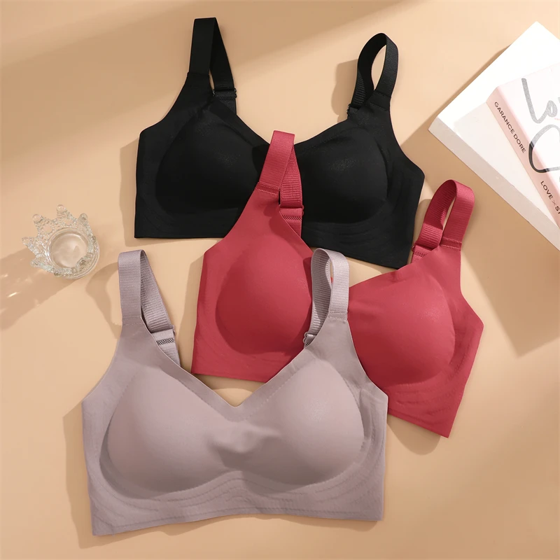 Seamless Underwear For Women Large Breasts Bras Sexy Padded Push-up Bralette Female Soft Support Sports Brassiere Intimates