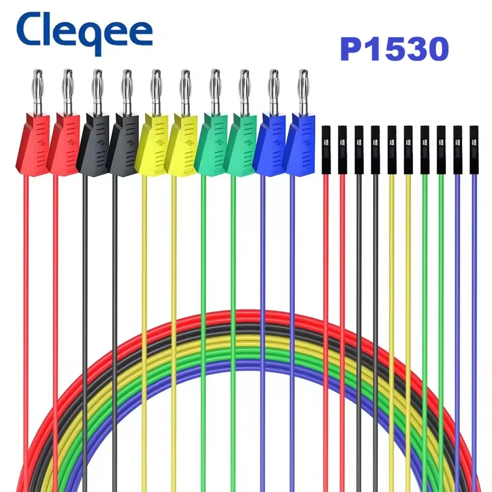 P1530 P1532 10PC Jumper Wires Male to 4mm Stackable Banana Plug Silicone Dupont Cable Electronic DIY Kit for Arduino Breadboard — view 2