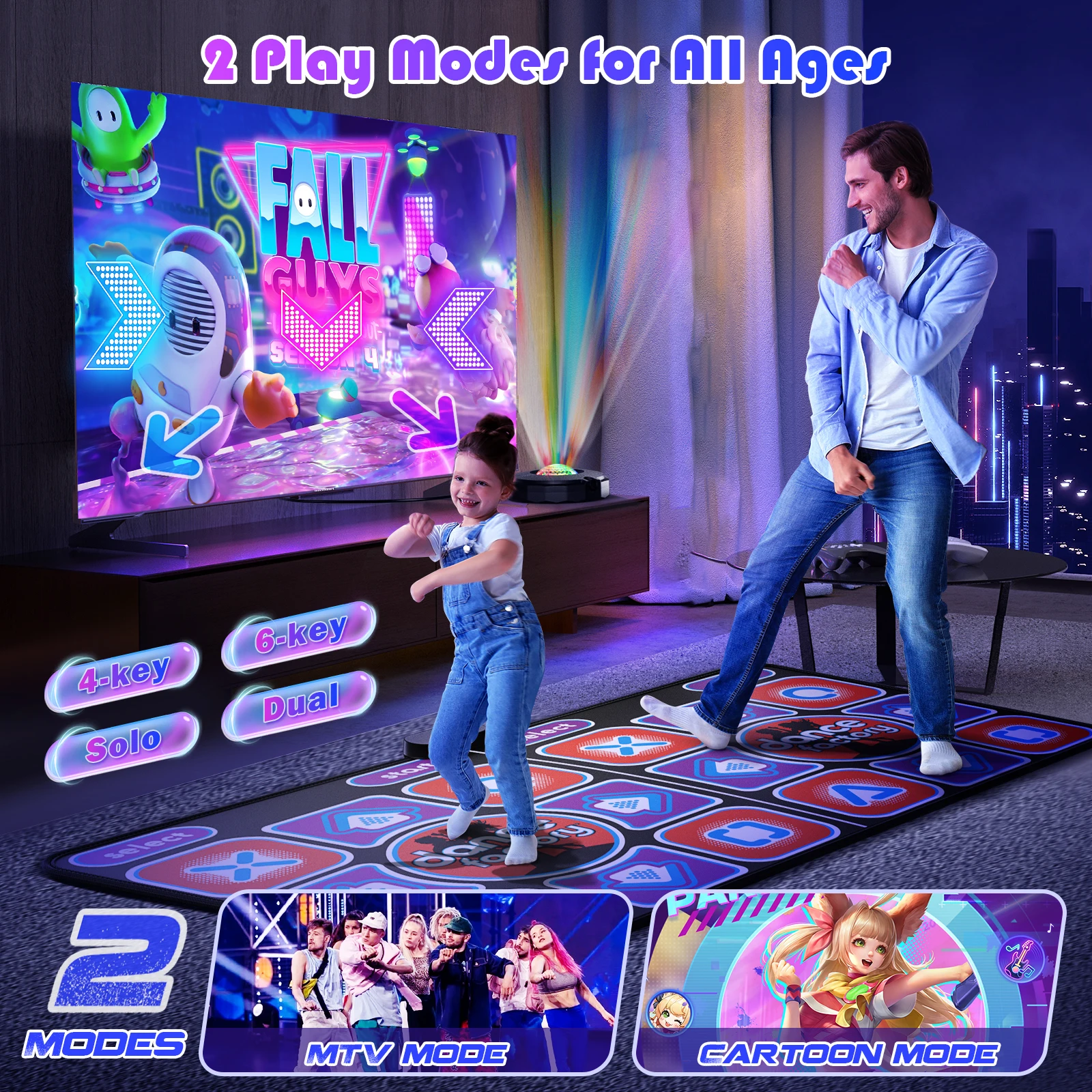 Alfombra De Baile Musical Con Control Inalámbrico | 100 Canciones Y 65 Juegos | Para TV Y PC | Tamaño 165x93 Cm