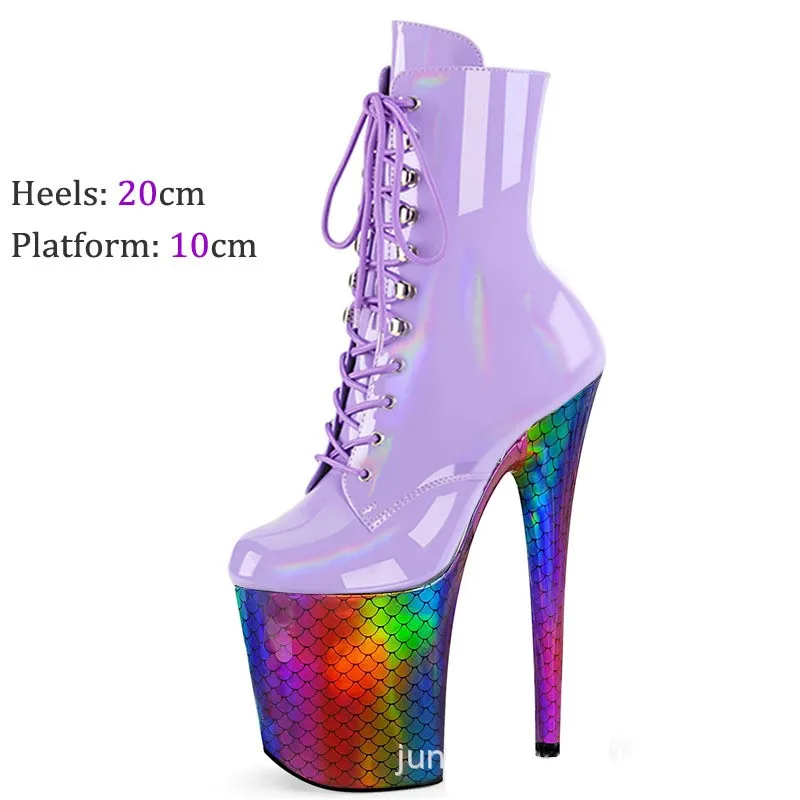 Waterproof platform fishscale color, pole dancing ankle , 20cm high heels nightclub model performance shoes dance shoes