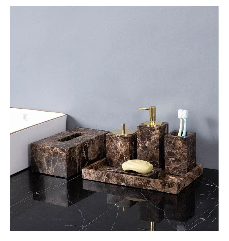 Emperador Dark Marble Bath Set Image 9
