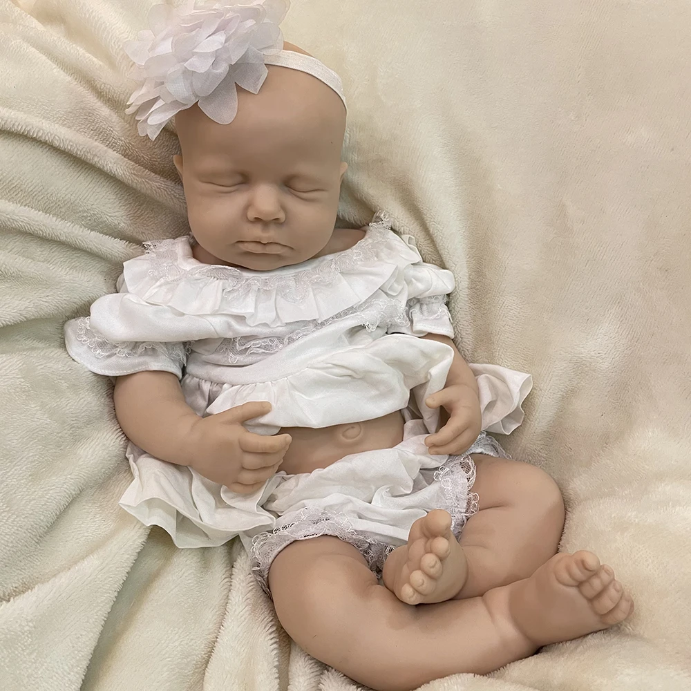 Attyi 18inch loulou kit Кукла реборн Whole Body Silicone Reborn Doll Unpainted Baby Girl Newborn Dolls reborn de silicona