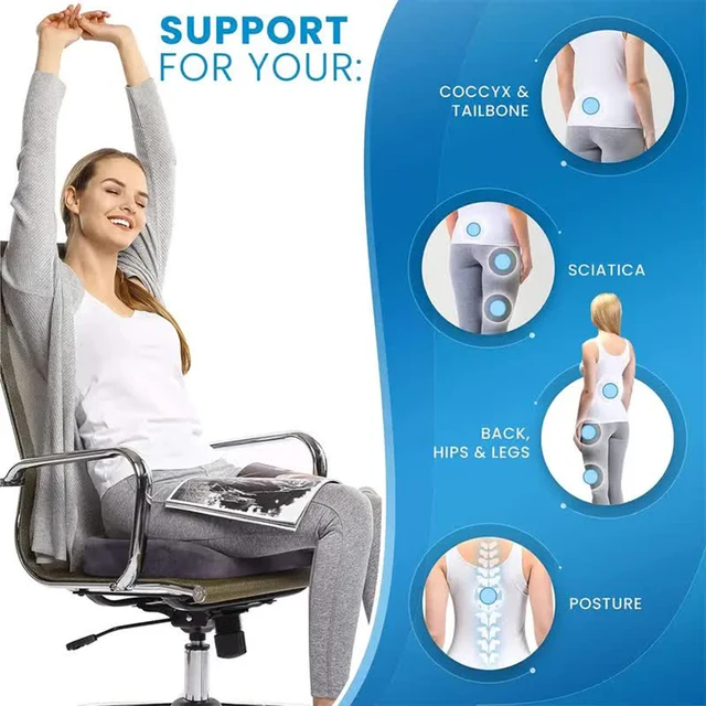Coussin de siège pour chaise de bureau, coussin en mousse à mémoire de forme, soulagement des maux de dos, Support de hanche pour voiture et bureau, coussin de Massage 5