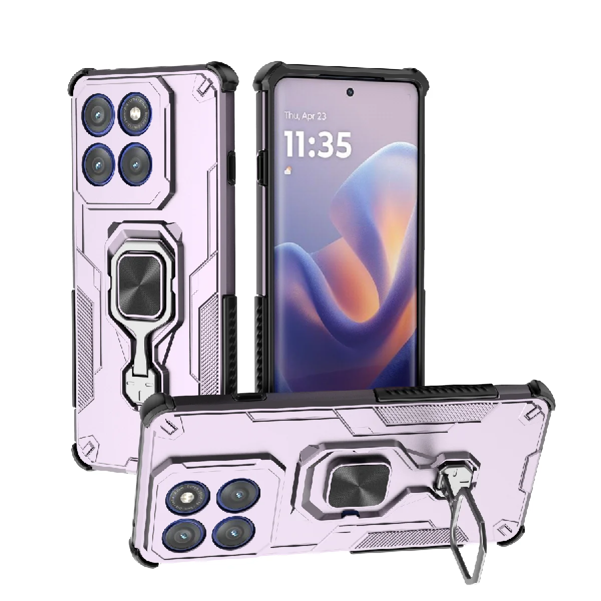 Enhanced Armor Case with Magnetic Ring Bracket and Lens Protection - Shockproof Design