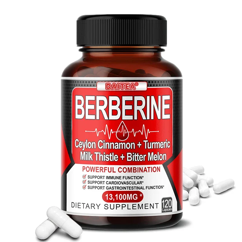 Berberine capsules berberine capsules-Ceylon cinnamon, turmeric, milk thistle, for immunity, healthy cholesterol levels, gastrointestinal function