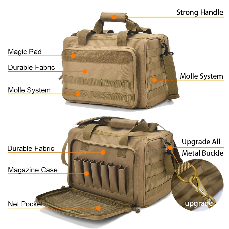 Gun Range Aufbewahrungstasche Molle System Outdoor Jagdzubehör Nylon Gun Tactical Case Taschen Pistolenwerkzeug Schultertasche Sniper Schwarz – Detail 3