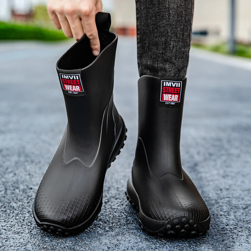 Men's Mid-Calf Rain Boots Anti-Snake Bite Fiing oes Waterproof very Rider Special Purpose Slip-Resistant Rubber oes