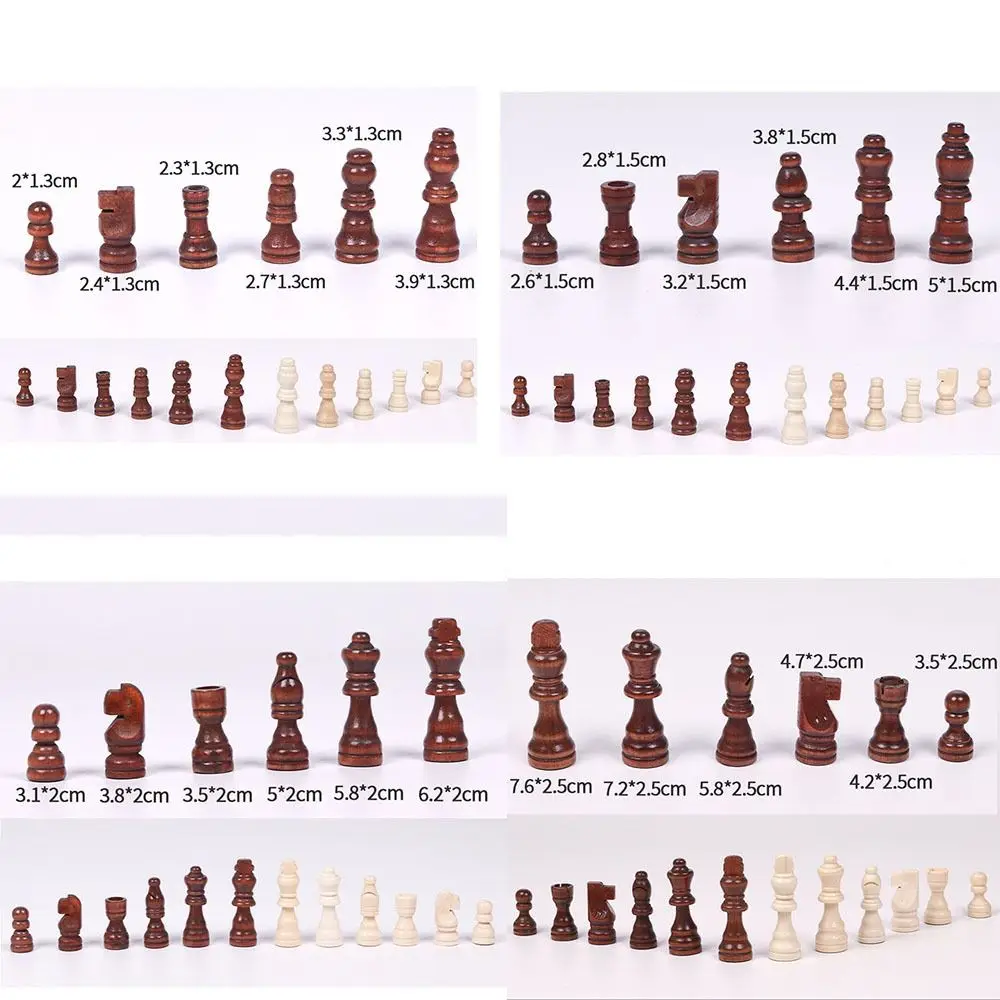 Wooden Chess Chess Pieces 32 Pieses Wooden Chess Sports Wood Chessmen King Height No Board