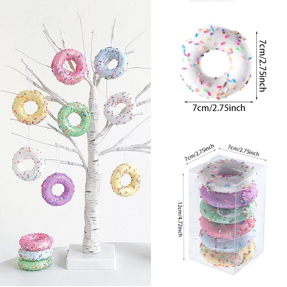 1 caja de decoración navideña, macarrones, pastel, helado, donut, árbol de Navidad, accesorio para fiesta de Año Nuevo 2024, regalo para niños