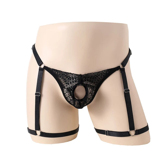 Lace Backless Harness Underwear With Garter Sexy Briefs Wearable