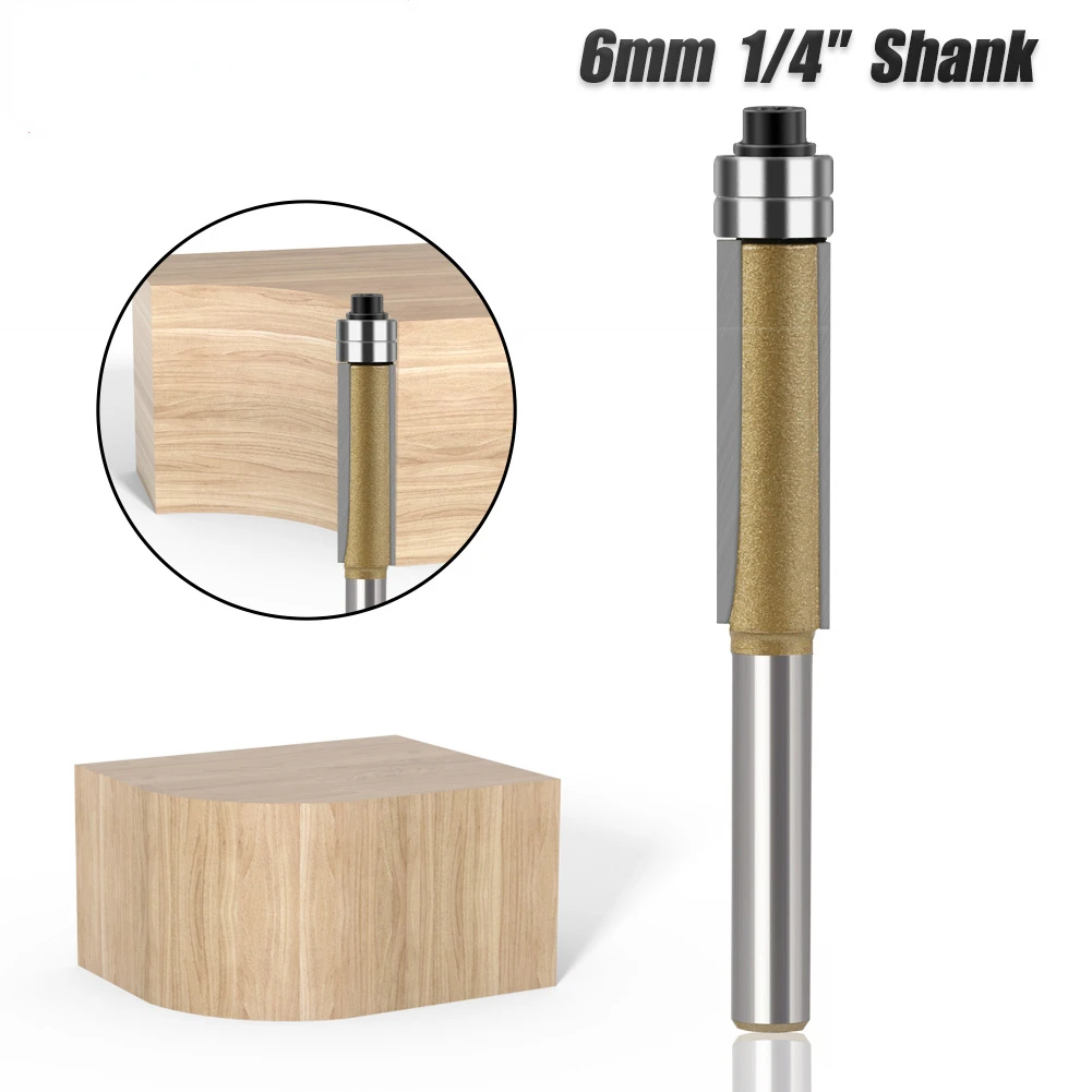 

6mm1/4′′ Shank Flush Trim Bit With Two Bearings Router Bits for wood Trimming Cutters with bearing woodworking tool endmill
