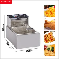 XEOLEO 6L 2500W Electric Commercial Single Tank Deep Fryer French Chicken Wings Fast-Heating Snack Fried Machine Food Processor 2
