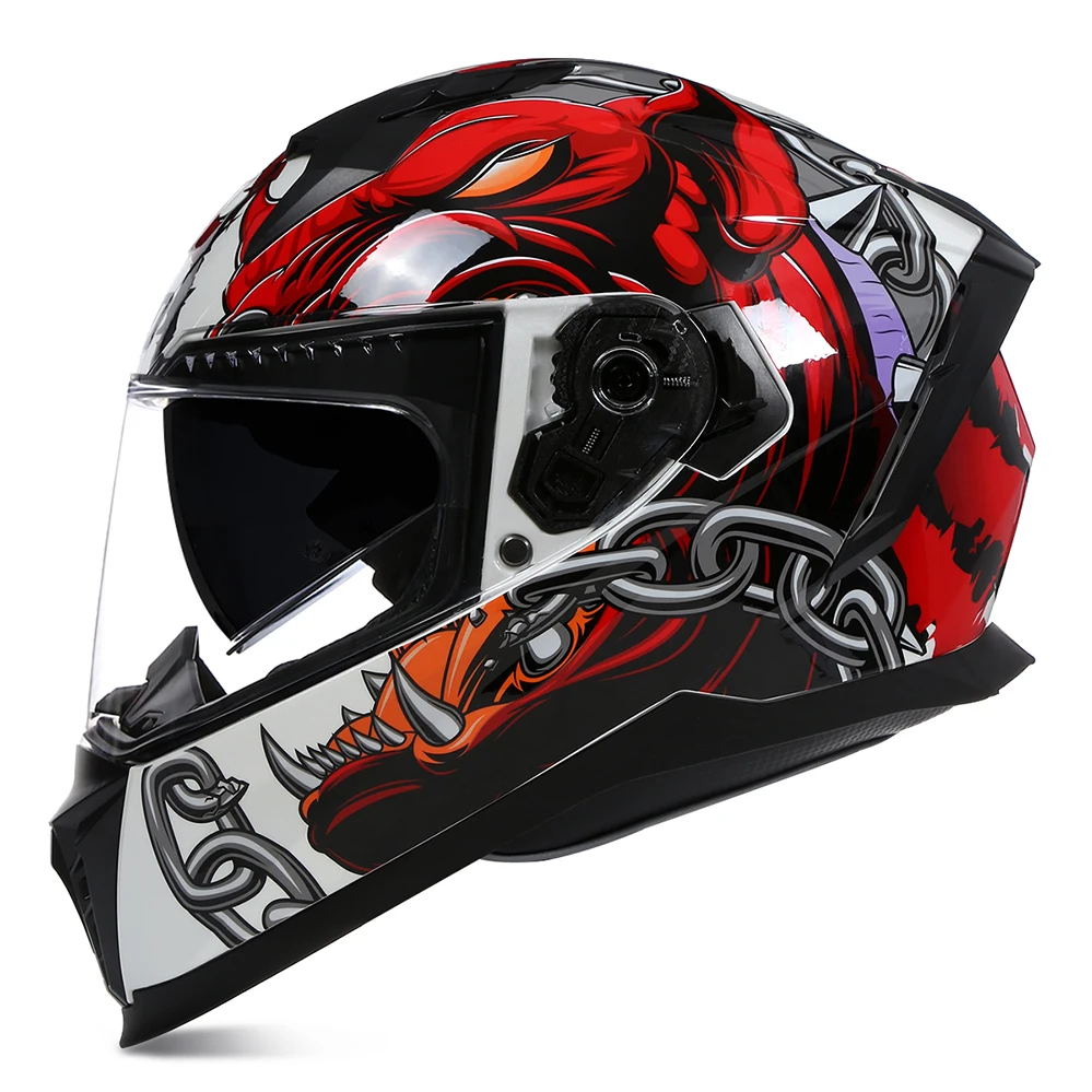 

Full Face Racing Motorcycle Helmet Casco Motorbike Capacete Seasons Street Touring Motorcycle Helmet RED Black Adult Vespa DOT