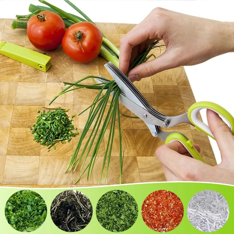 Five-Layer Cut Shredded Food Scissors Multipurpose 5 Blade Kitchen Herb  Shears Herb Cutter for Chopping Ba - AliExpress