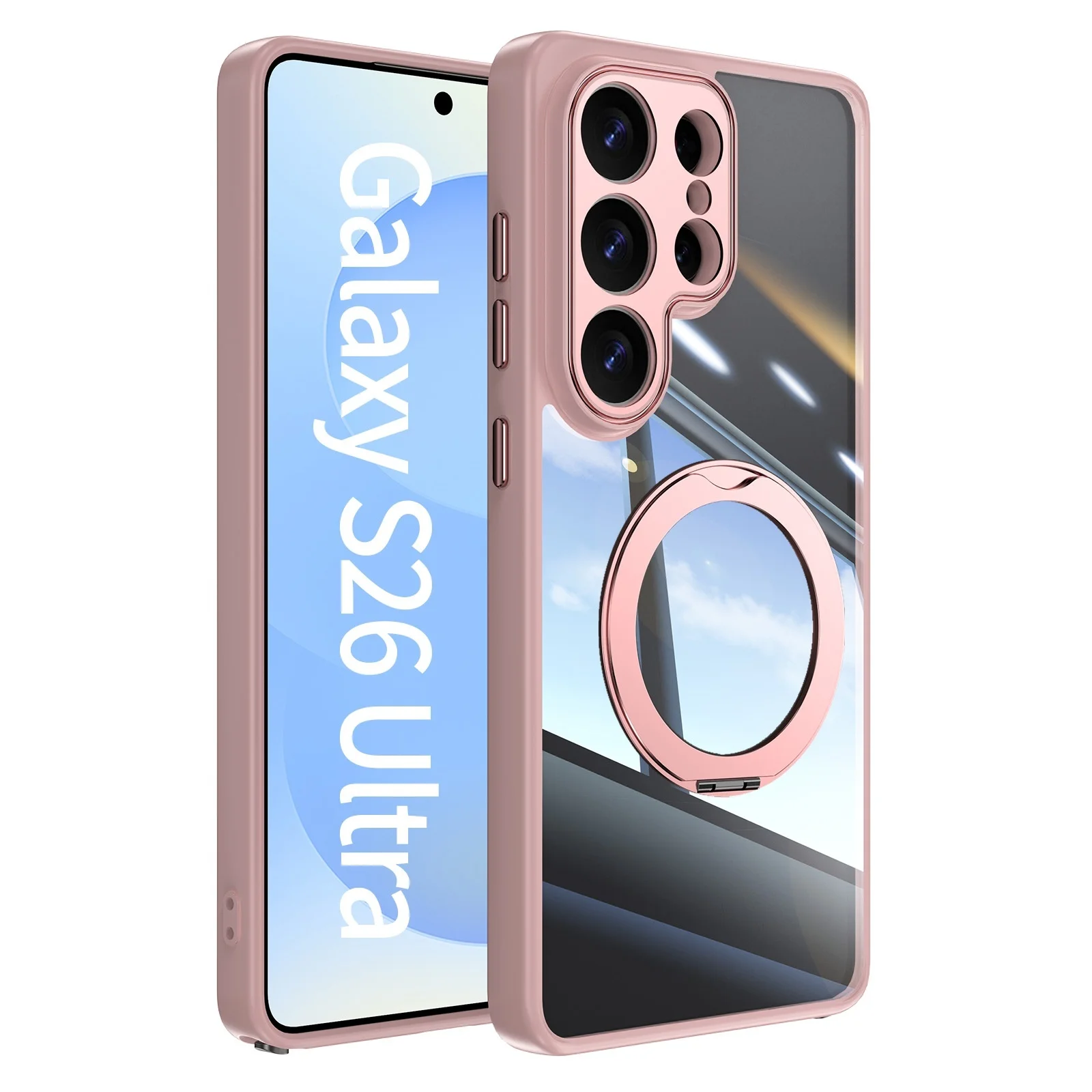 360° Rotating Magnetic Bracket Shockproof Phone Case with Clear Mount