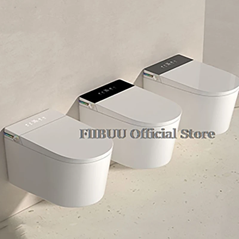 ติดผนังห้องน้ําอัจฉริยะ Bidet ห้องน้ําอัจฉริยะสําหรับห้องน้ํา Tankless เปิด/ปิดอัตโนมัติอุ่นที่นั่งไฟฟ้ายาว WallHung 1