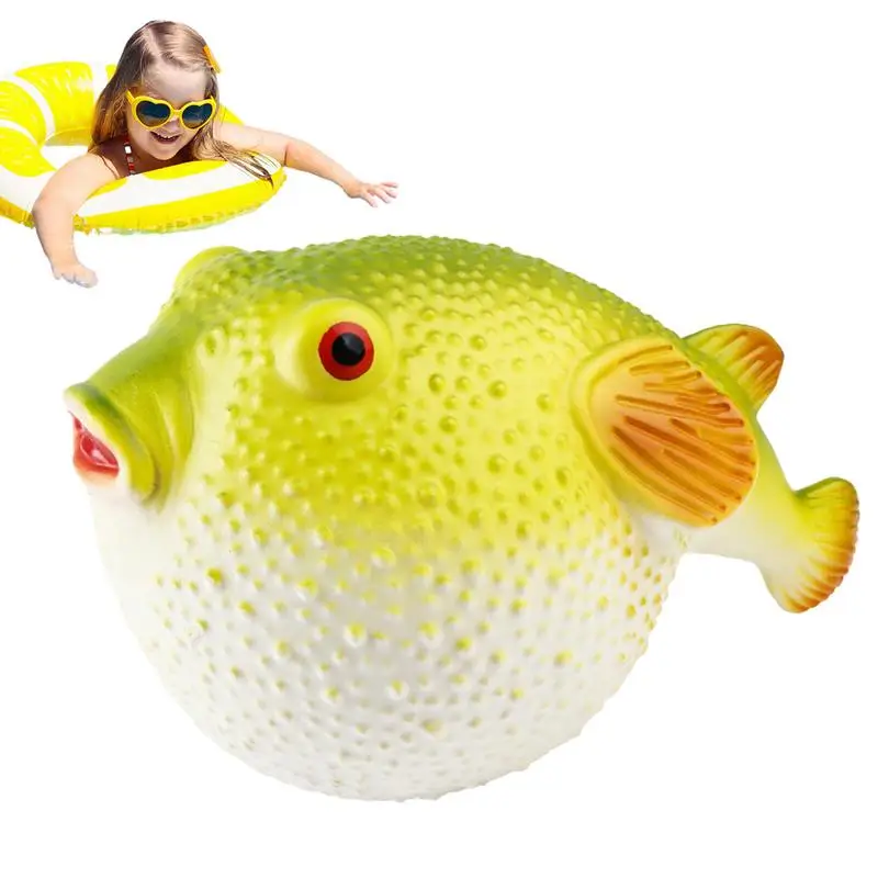 

Bath Toys Swimming Fish Soft Rubber Swim Bath Toy Pufferfish Action Figure Realistic Blowfish Toy Ocean Animals Figurines