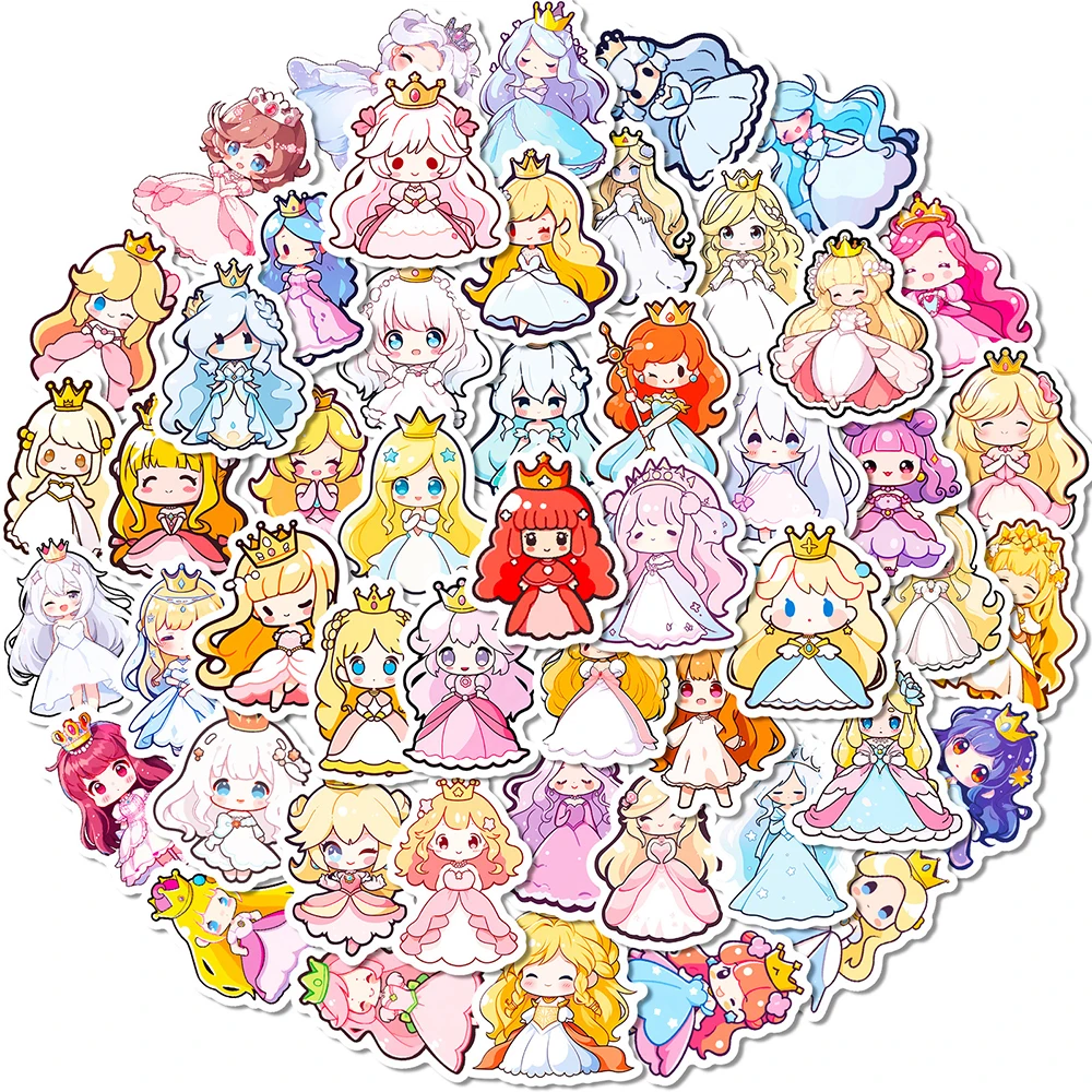 

50 Skirt Princess Girl Children Cartoon Stickers Cross Border Cute Girl Series Character Pocket Graffiti Stickers