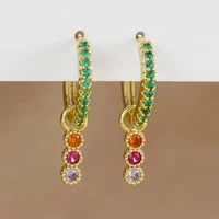Boucles d'Oreilles Pendantes Géométriques Multicolores pour Femme, Acier Inoxydable, Charme Créatif, Boucle d'Oreille Dangle, Bijoux Piercing, Mode, 2Pcs 4