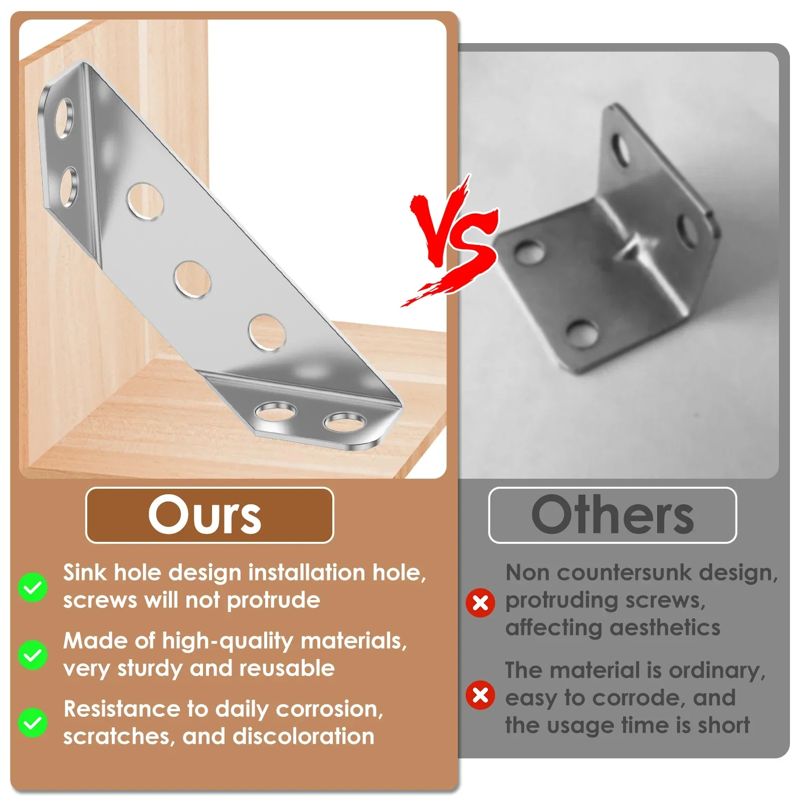 Furniture Corner Connector Set 30Pcs Metal Trapeziform Angle Bracket Triangle Corner Brace Chair Drawer Shelf Joint Support